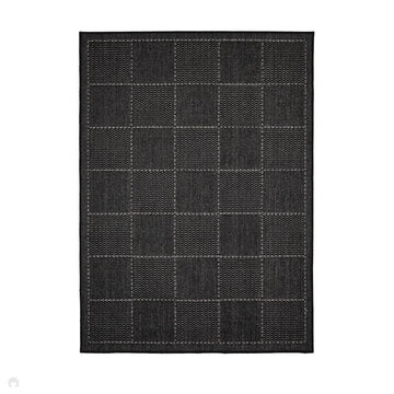 Flatweave Gel Check Black Rug-Melrose-Rug Love - The Most Loved Rug Store